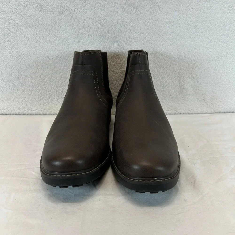 Mens‎ Dark Brown Chelsea Ankle Boots Wingtip Brogue Detail Lug Sole Size 13 New